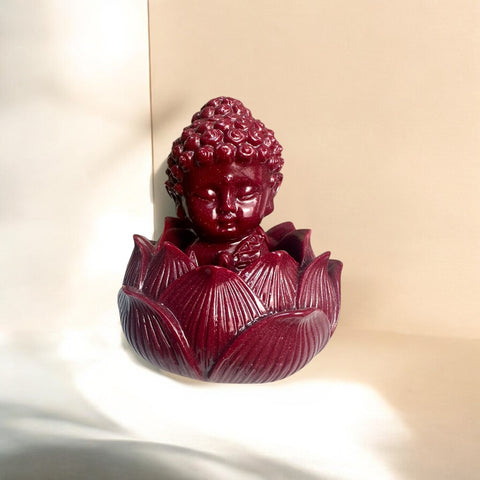 Cinnabar Lotus Mini Buddha