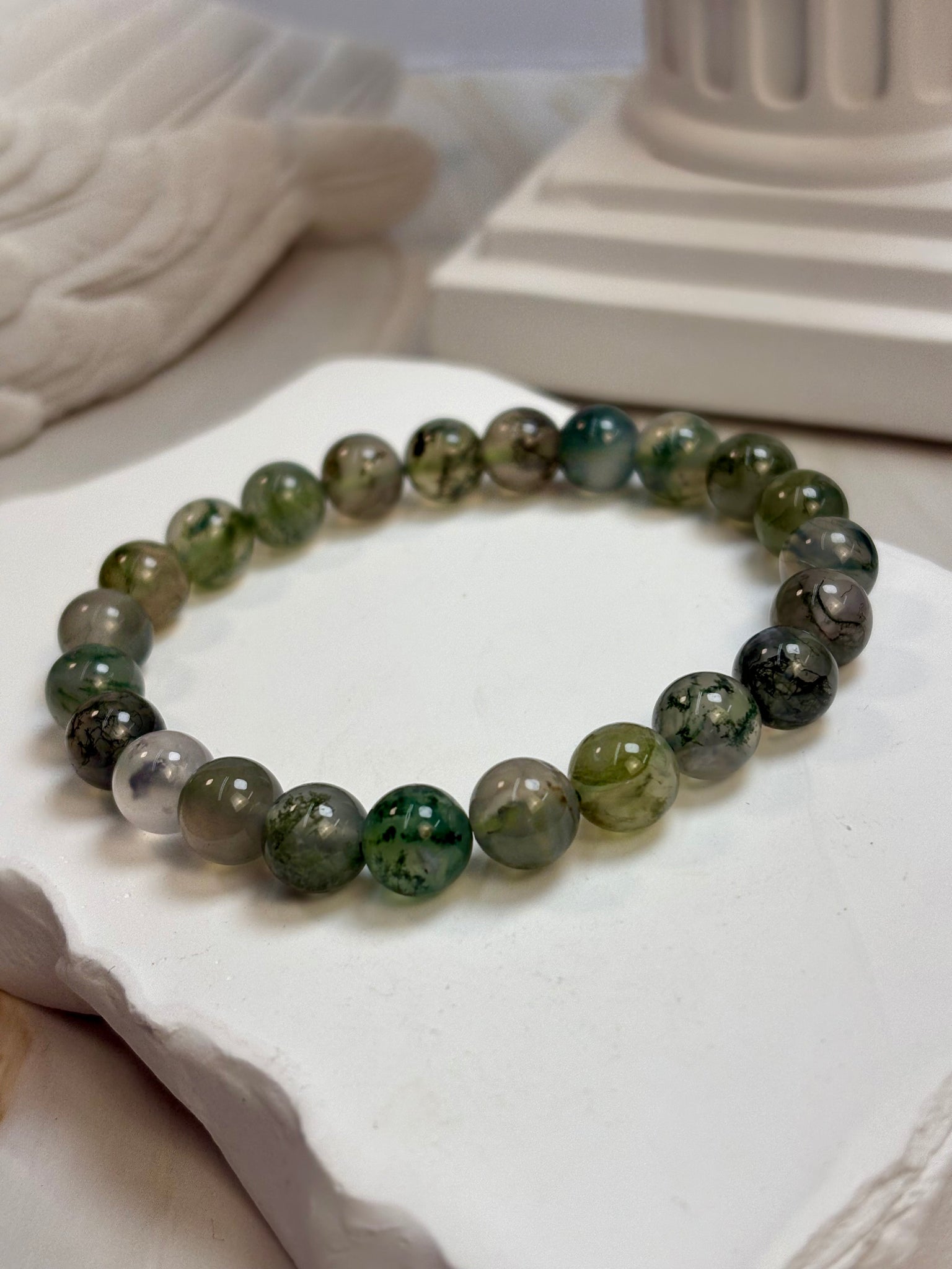 Moss Agate 8mm Bracelet