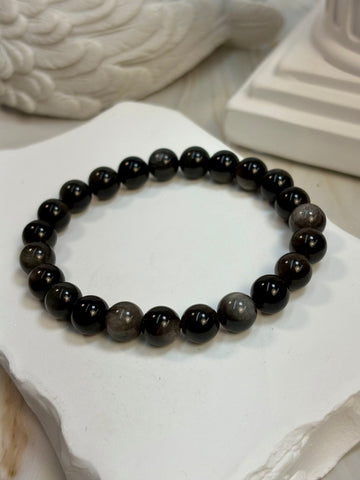 Silver Obsidian 8mm Bracelet