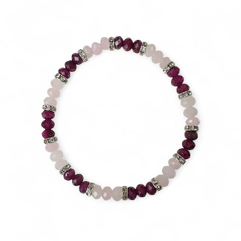 Ruby & Rose Quartz Faceted Bracelet