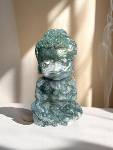 Moss Agate Large Buddha