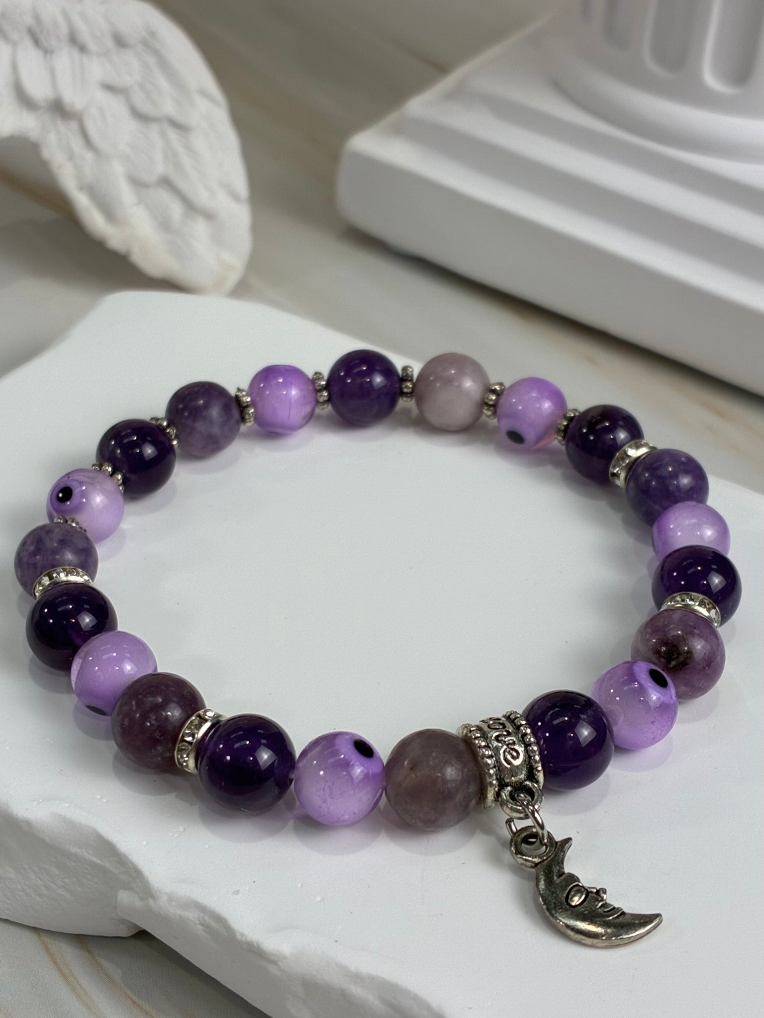 Lilac Evil Eye Charm Bracelet