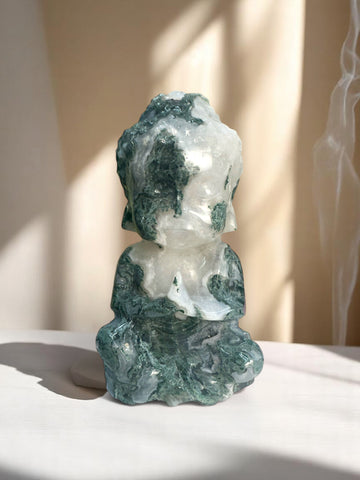 Moss Agate Large Buddha