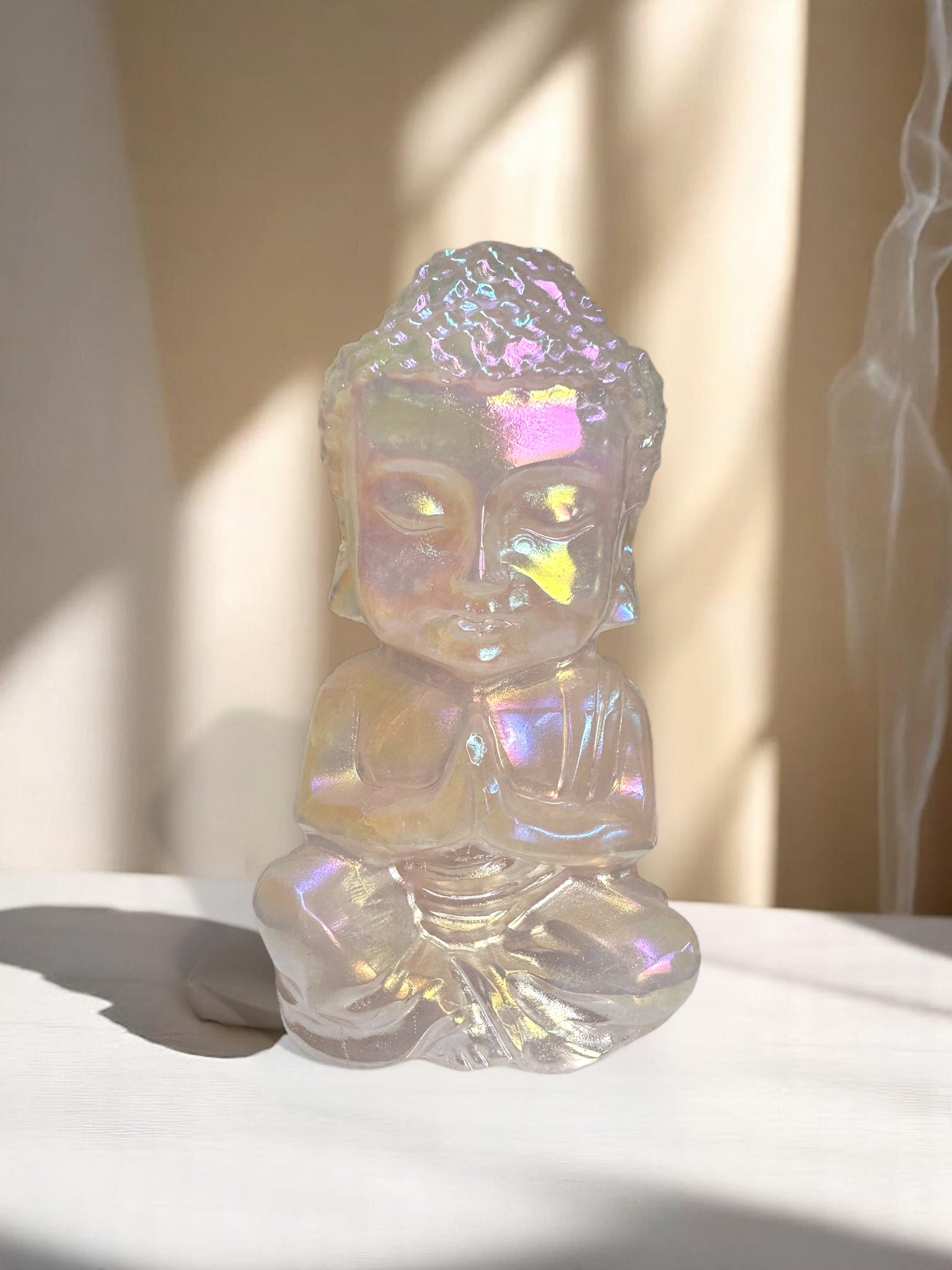 Rose Aura Quartz Large Buddha