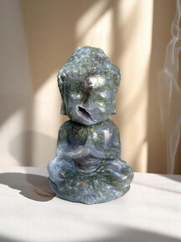 Moss Agate Large Buddha