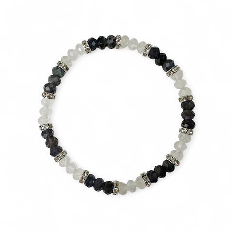 Iolite & White Moonstone Faceted Bracelet