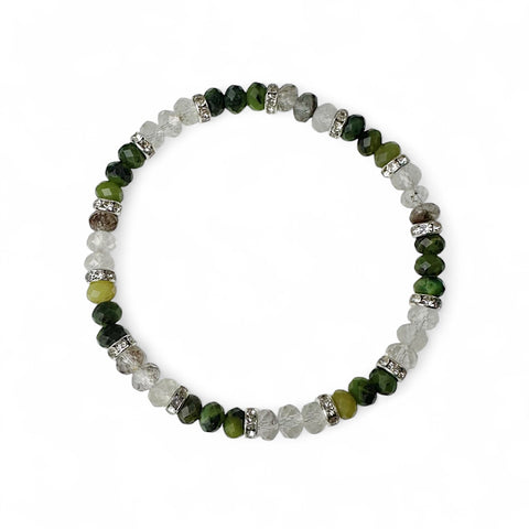 Canadian Tourmaline & Garden Quartz Faceted Bracelet