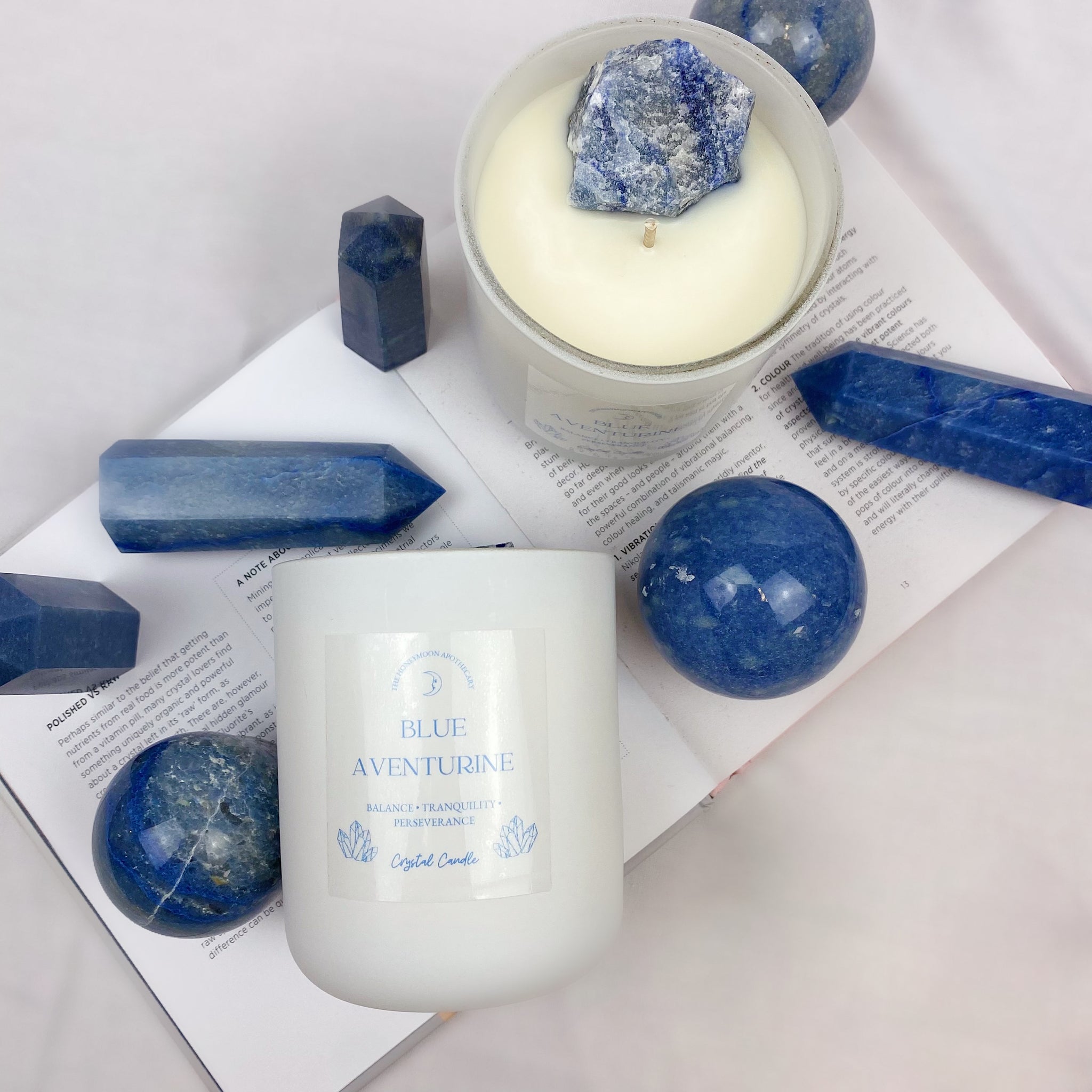 Blue Aventurine Raw Crystal Candle