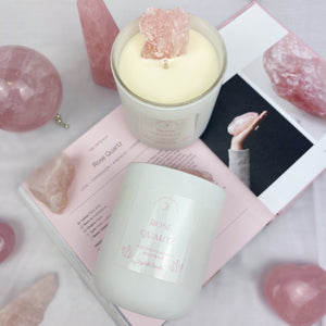 Rose Quartz Raw Crystal Candle