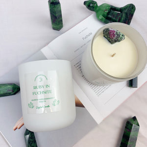 Ruby in Fuchsite Raw Crystal Candle