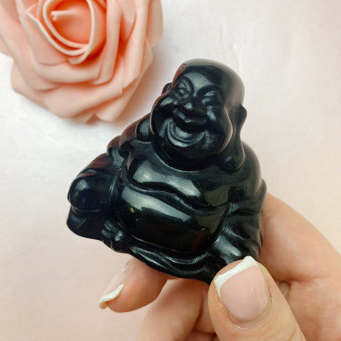 Obsidian Laughing Buddha