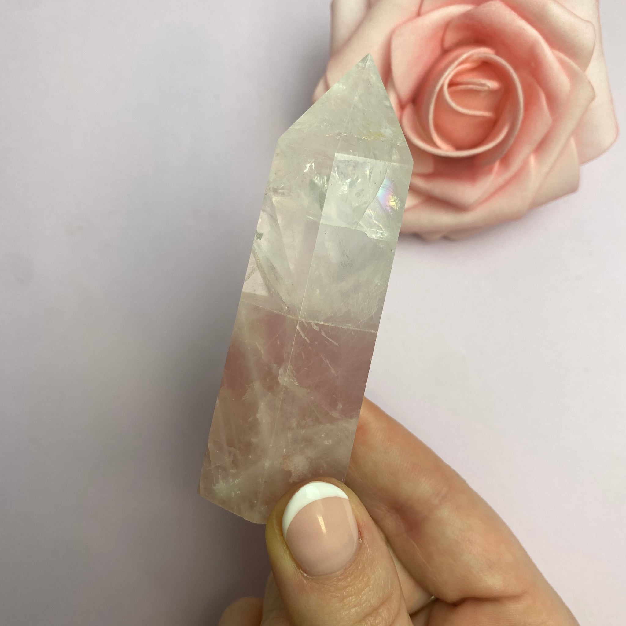 Rose and Clear Quartz Fused Tower