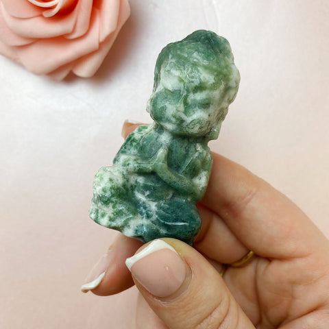 Green Moss Agate Baby Buddha