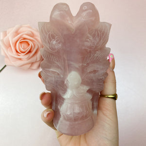 Rose Quartz Cat Mask Skull