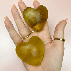 Yellow Fluorite Hearts