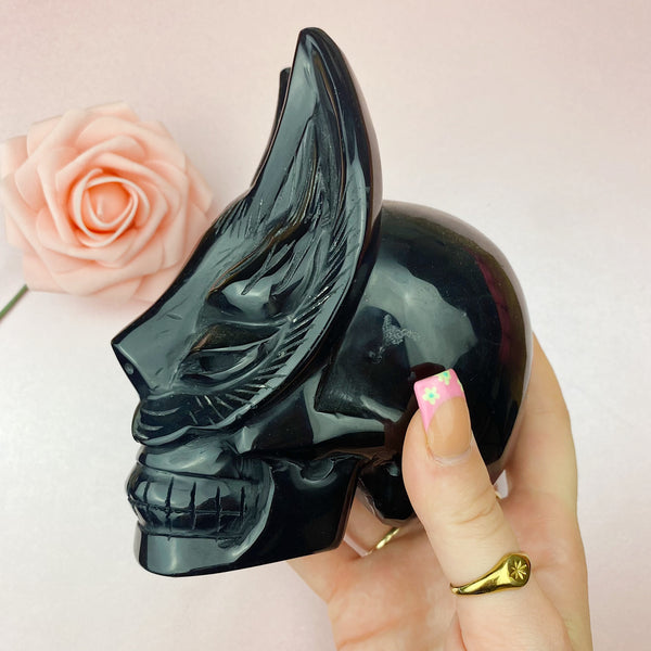 Obsidian Cat Mask Skull
