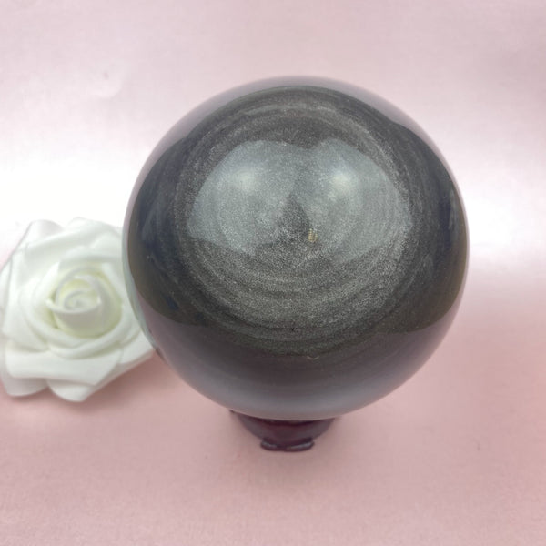 Silver-sheen Obsidian Sphere